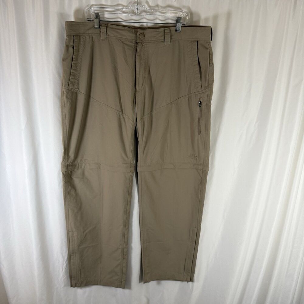 North Face Hiking Convertible Pants Men's 40x30 Khaki Zip Pocket Snap Zip